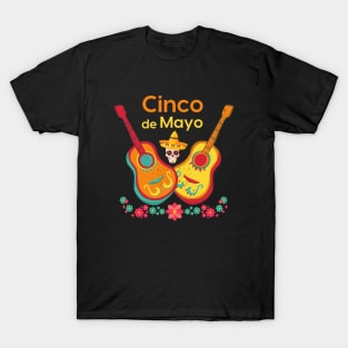 Print Cinco De Mayo Mexican Guitar T-Shirt